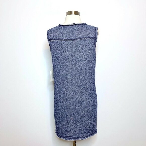 COUSIN EARL Dress Blue Terry Sleeveless Small Fringe Chest - Picture 4 of 9